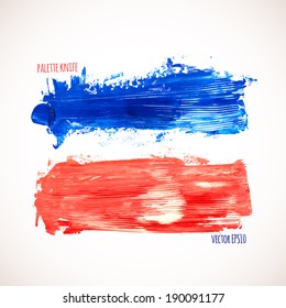 Vector illustration. Set of colorful spot, painted with a palette knife, isolated on  white background.