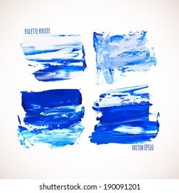 Vector illustration. Set of colorful spot, painted with a palette knife, isolated on  white background.