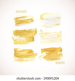 Vector illustration. Set of colorful spot, painted with a palette knife, isolated on  white background.