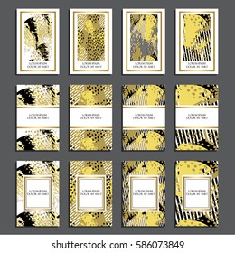 Vector illustration set of colorful universal cards. Brush textures Design for Flyers, Placards, Posters, Invitations, Brochures,  Abstract Modern Style, Wedding, anniversary, birthday, holiday, party