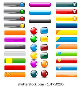 vector illustration of set of colorful web button in different shape