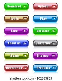 vector illustration of set of colorful web button in different shape