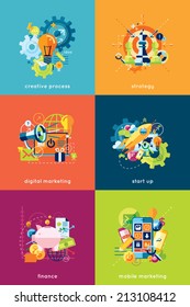 Vector illustration set of concepts for business and finance