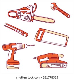 Vector illustration of set construction tools