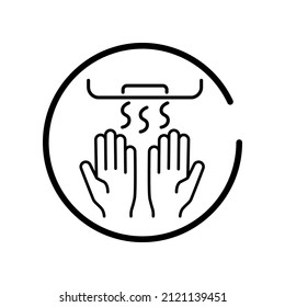 Vector illustration. Set of contour linear icons of hand washing, hand hygiene, disease prevention on a white background. 