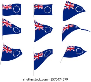 Vector Illustration of Set with Cook Islands Flag