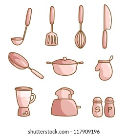 A vector illustration of a set of cooking utensils
