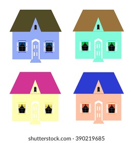 Vector illustration, set cool detailed  houses icons isolated on white background.