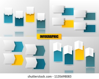 Vector illustration set of creative business infographic template and modern icons represent as steps or workflow diagram.