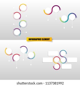 Vector illustration set of creative business infographic template and modern icons represent as steps or workflow diagram.