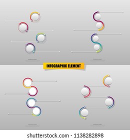 Vector illustration set of creative business infographic template and modern icons represent as steps or workflow diagram.