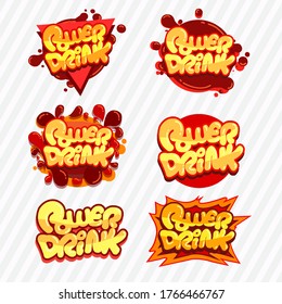 Vector illustration : Set of creative typography.
Power drink colorful digital graffiti style.
Applicable typography for covers ,flyers ,posters ,banners ,brochures,T shirt ,logo and products.