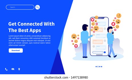 Vector illustration Set of creative website template concepts for website and mobile apps design and development, business apps, marketing, social media apps, synchronize and project management. 