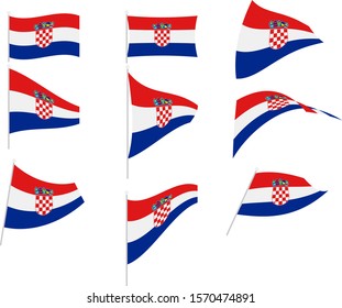 Vector Illustration of Set with Croatia Flag
