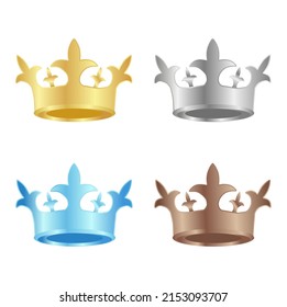 Vector illustration set of crown for king, winner, logo, icon, award, royal theme