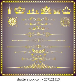 Vector illustration of a set of crowns with chapter dividers, eps 10