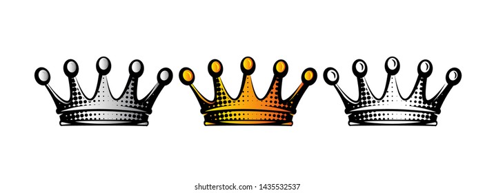 Vector illustration with set of crowns. Isolated clipart