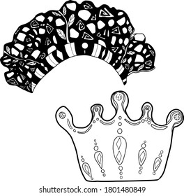 Vector illustration of a set of crowns. For printing on paper, clothes, interior, blank for designers