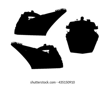 Vector illustration of set of cruise ships isolated on white background