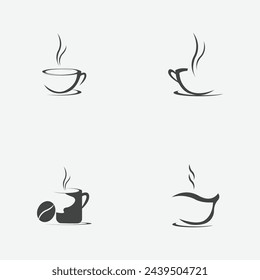 conjunto de ilustración vectorial de una taza de café negro sobre un fondo gris