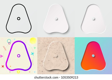 vector illustration set of cute bold rounded letter a with outline, 3d paper cut, embossing, neo memphis, kraft paper, summer sunset sky gradient effect with transparent shadow