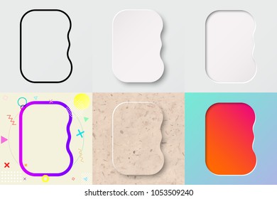vector illustration set of cute bold rounded letter e with outline, 3d paper cut, embossing, neo memphis, kraft paper, summer sunset sky gradient effect with transparent shadow