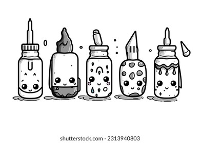 Ilustración vectorial, conjunto de velas cúpulas en el caracter de la botella de jamón, lineal