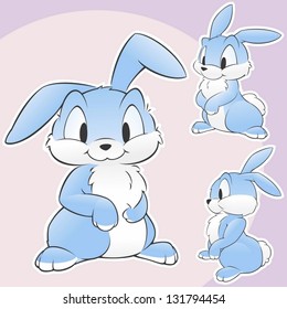 Vector illustration of a set of cute cartoon rabbits for design elements. Grouped and layered for easy editing