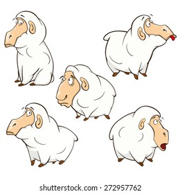 Vector illustration of a set of cute cartoon sheep