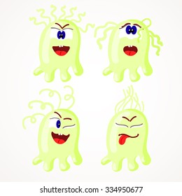Vector illustration. Set of cute cartoon monsters with different emotions