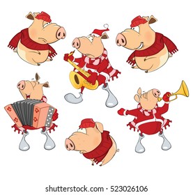 Vector illustration of a Set of a Cute Cartoon Pigs for you Design