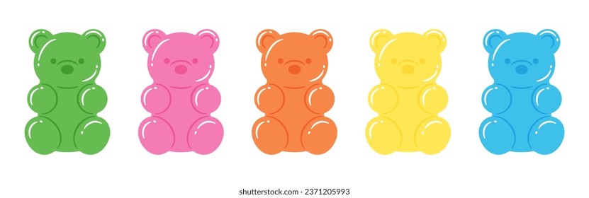 ilustración vectorial de un conjunto de coloridos osos de goma para carteles, tarjetas, volantes, fondos de pantalla de medios sociales, etc.