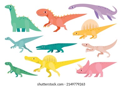 vector illustration set of cute Dinosaur isolated on white background.