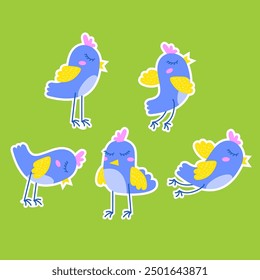 Vector illustration set of cute doodle birds
