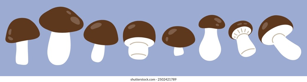 Vector illustration set of cute doodle mushrooms for digital stamp,greeting card,sticker,icon,healthy food design