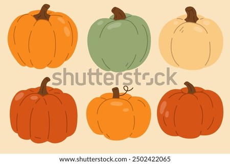 Vector illustration set of cute doodle pumpkins for digital stamp,greeting card,sticker,icon,design
