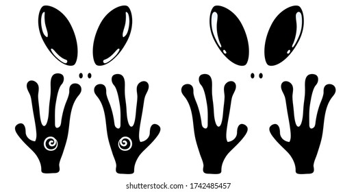 Vector illustration. Set with cute eyes and hands alien isolated on white. Hand drawn simple doodle clipart. Theme of space. For posters, banners, cards.