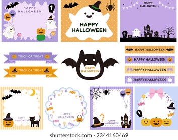 Vector illustration set of cute Halloween frames   , Halloween, Autumn, October