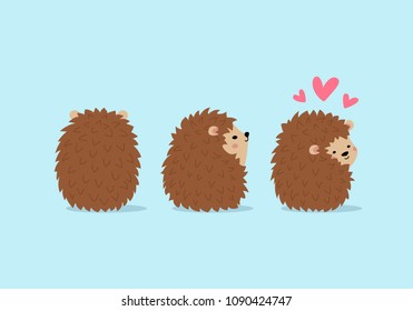 Vector illustration, set of cute hedgehogs in different poses. Can be animated. 