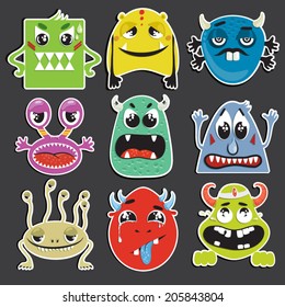 Vector illustration set of cute little monsters