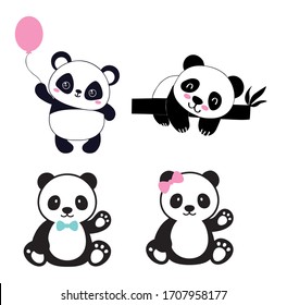 Vector illustration Set of cute Pandas