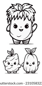 Ilustración vectorial, establecer la ilustración del carácter de monstruo de una planta ligera