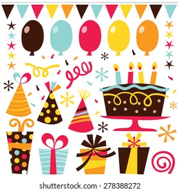 Set Vector Birthday Party Flat Design Stock Vector (Royalty Free ...