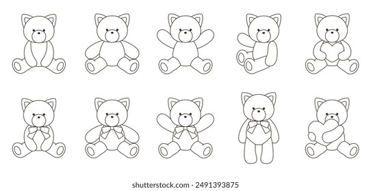 Vector illustration set of cute stuffed cats. Icon, Animal