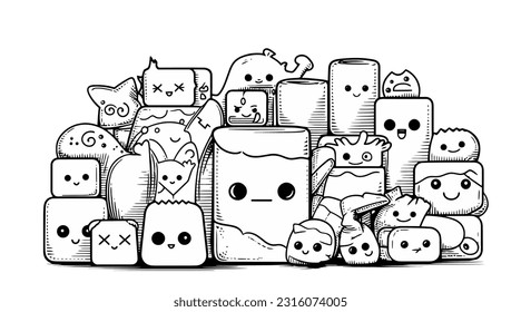 Ilustración vectorial, establecer la ilustración de la bobina de tejidos