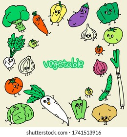 Conjunto de ilustraciones vectoriales de verduras lindas