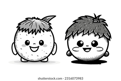 Vector Illustration, Set Illustration of Cute Vegetables Character