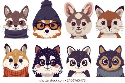 Vector illustration set of cute wild animals