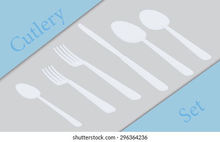 Vector illustration of a set of cutlery. 3D.