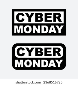 Conjunto de ilustraciones vectoriales de las etiquetas y la plantilla de insignias de Cyber Monday.